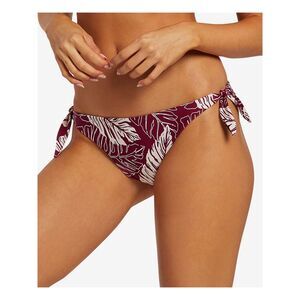 VOLCOM Women's Burgundy Palm Print Cheeky Bottom Side Palm Squad Bikini Bottom L